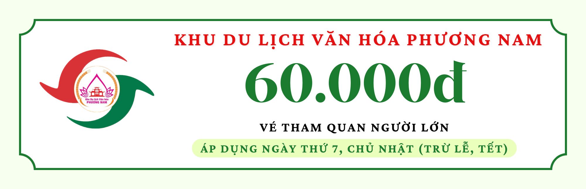 Vé tham quan người lớn ngày thứ 7, chủ nhật (trừ các ngày Lễ, Tết)